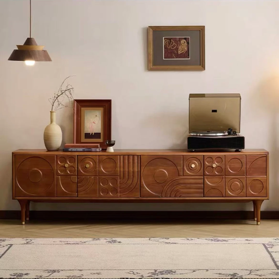 【马德里】北欧复古雕花电视柜简约收纳储物柜新中式家用矮柜置物