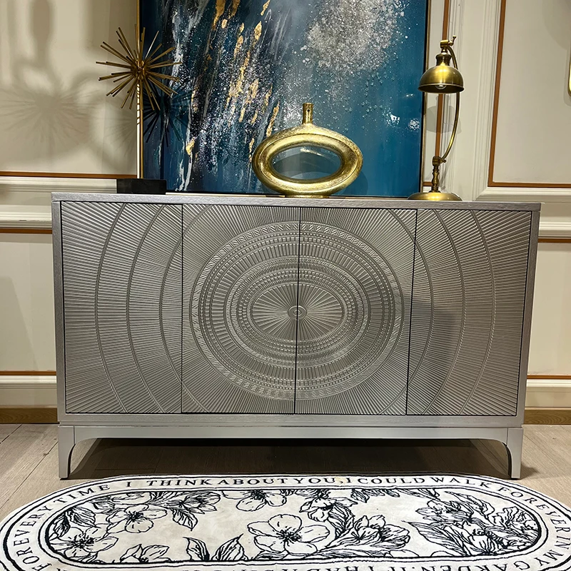 宇宙之星四门柜边柜靠墙现代玄关柜间厅柜雕花浮雕卧室