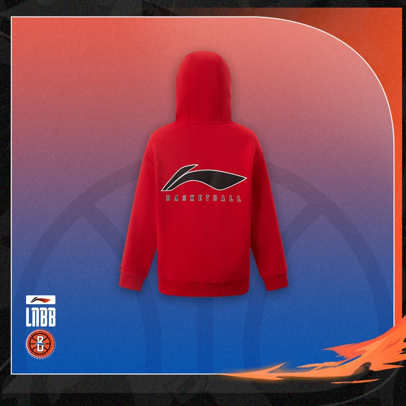 李宁儿童男大童篮球系列针织春季宽松套头运动连帽卫衣YWDV017