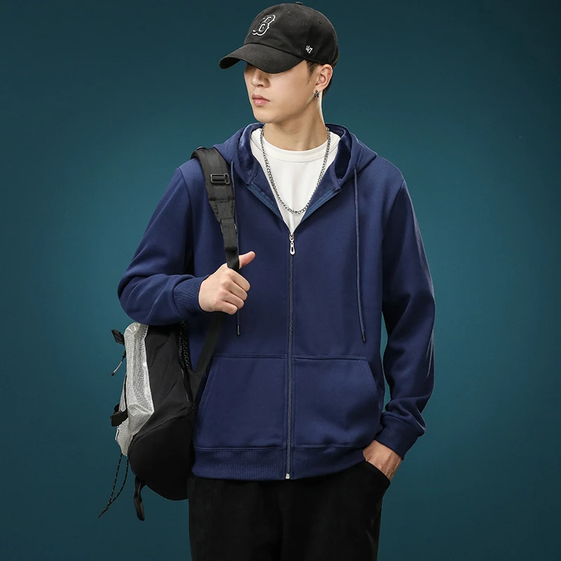 秋冬加绒加厚银狐绒开衫男卫衣纯棉连帽衫加肥加大码宽松休闲外套