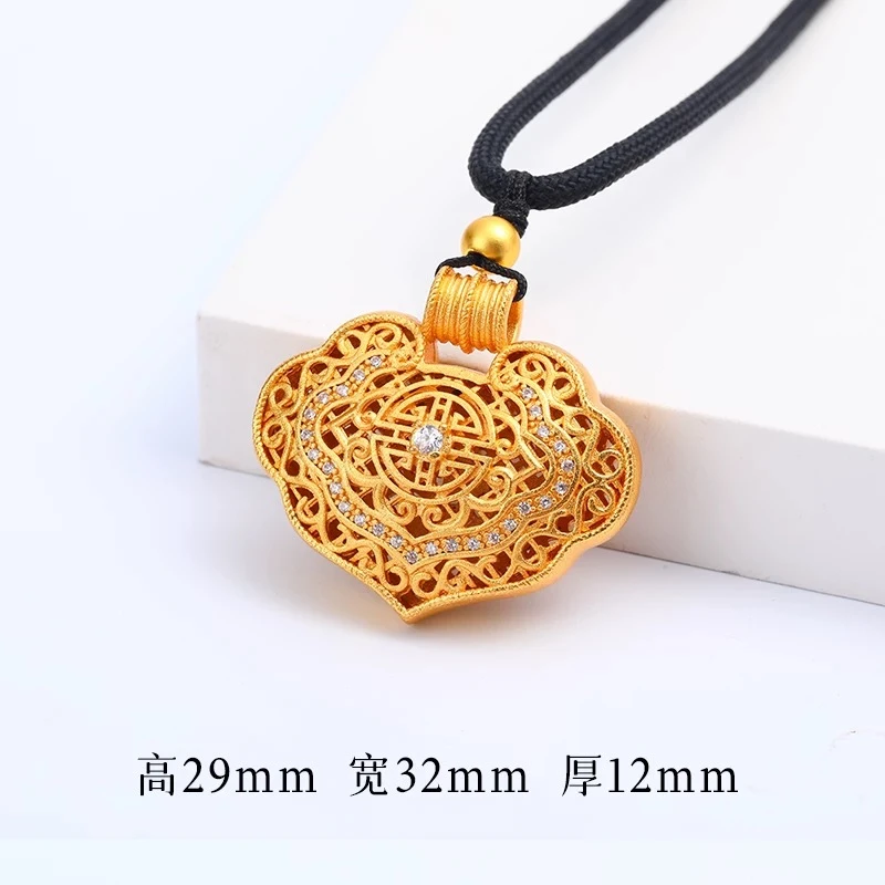 铜合金项链 福字长命锁平安锁毛衣链