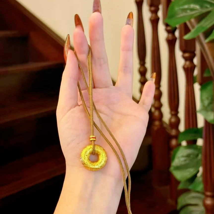 合金吊坠 大号百福平安扣吊坠精工实心百搭手工编织可调节绳