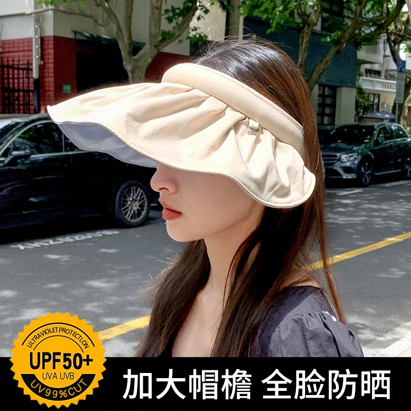 杨同学防晒帽女夏季防紫外线遮脸空顶帽太阳帽发箍贝壳帽遮阳帽子
