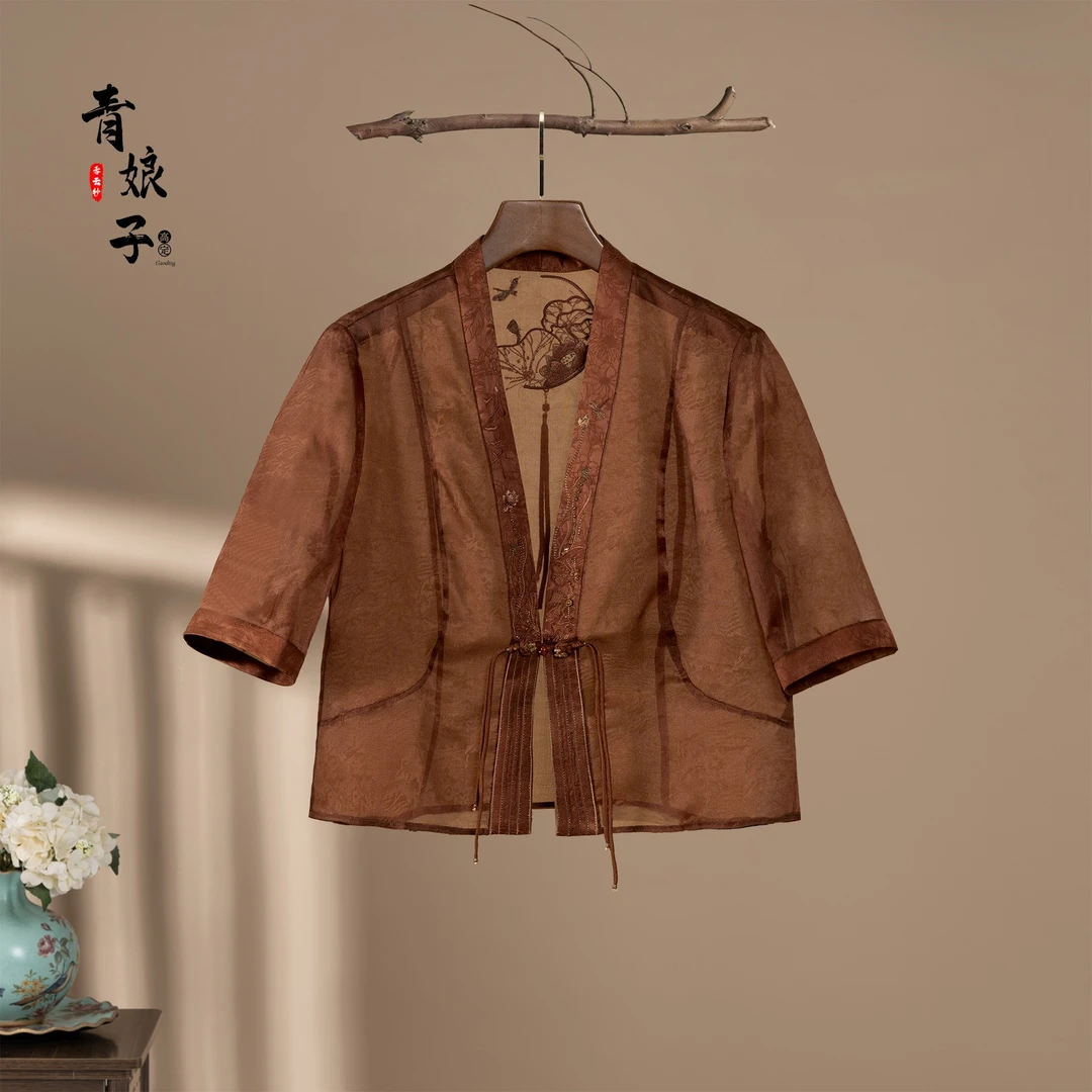 真丝绡（流云）宽松新中式夏季时尚短款外套50215