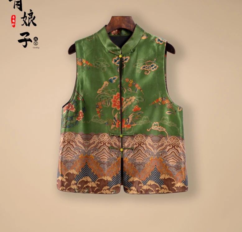 香云纱印花时尚百搭秋春秋休闲马甲41394