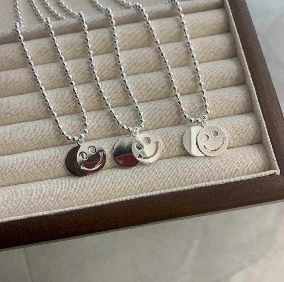 吊坠足银 足银笑脸项链儿童亲子百搭时尚轻奢气质小众可刻字