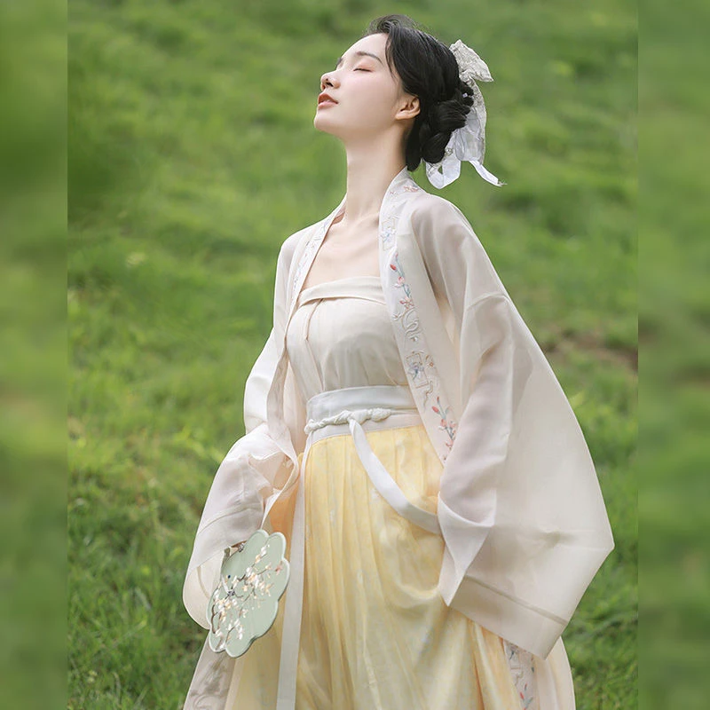 大码古装汉服女成人款200斤胖mm日常学生秋显瘦宋制汉服三件套夏