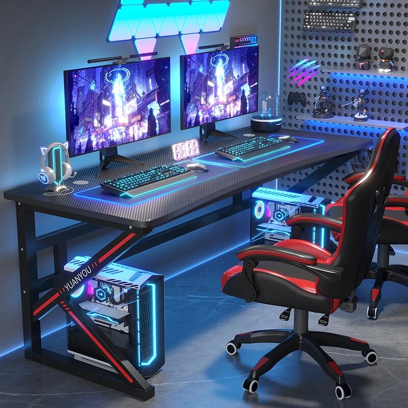 元优台式家用电脑桌游戏电竞桌简约办公双人游戏桌组装大气出租房