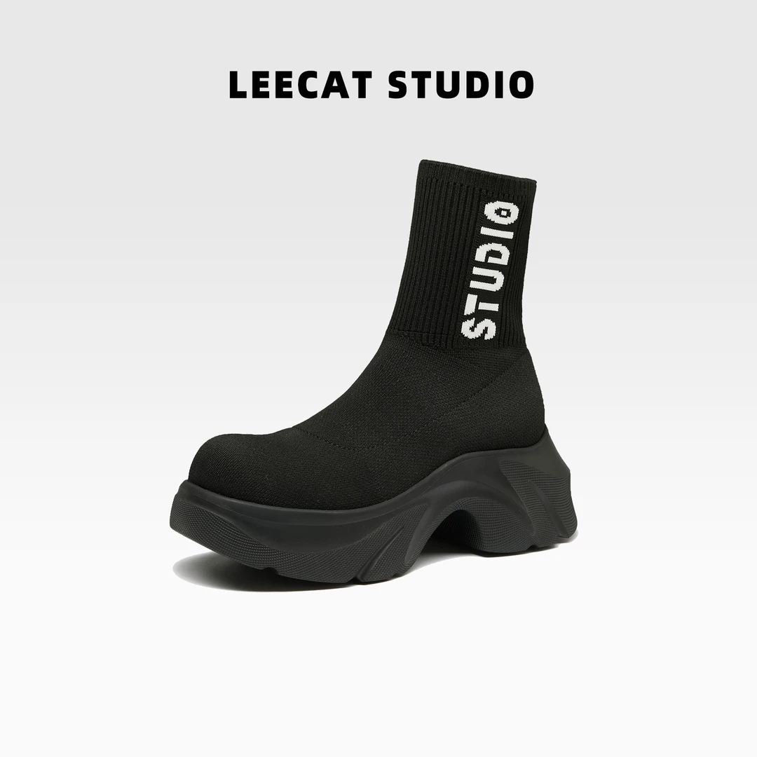 LeeCat Studio | 袜子鞋女2025新款厚底弹力长筒袜靴短靴W2460250