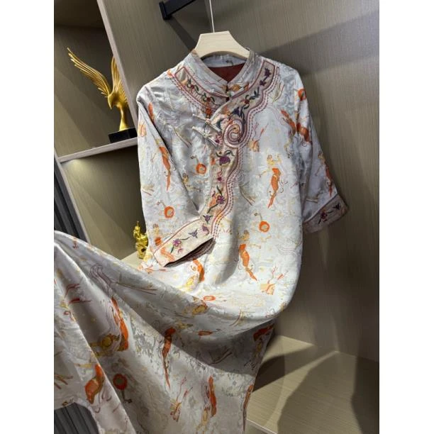 飞天玄女-新中式旗袍裙立领宽松连衣裙