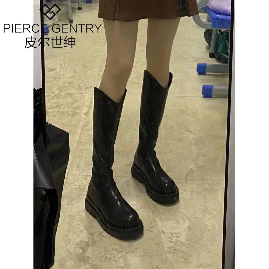2023秋季长靴增高厚底瘦瘦靴长筒靴女圆头口显瘦高筒靴