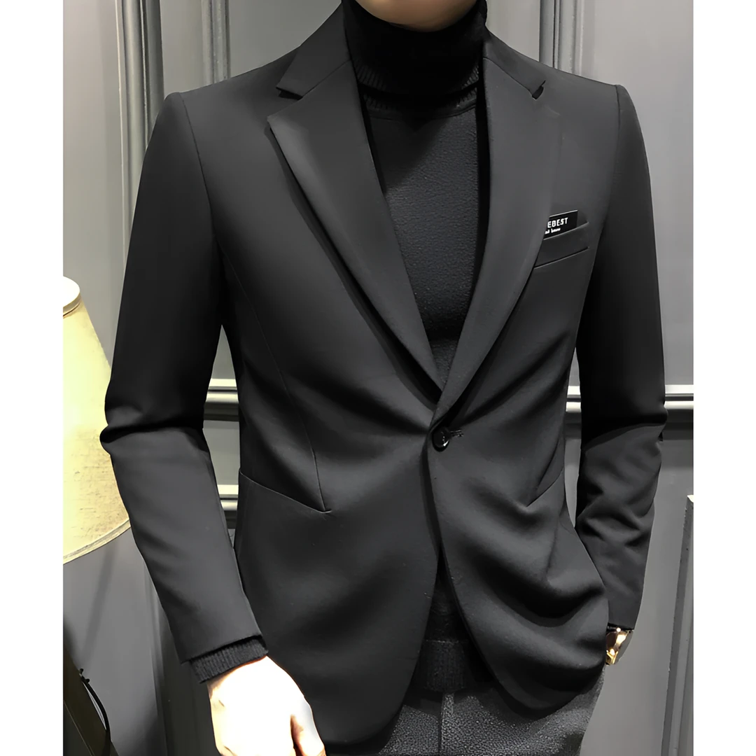 欧货高级纯色西服男士秋季新款修身休闲西装帅气单西商务外套男装