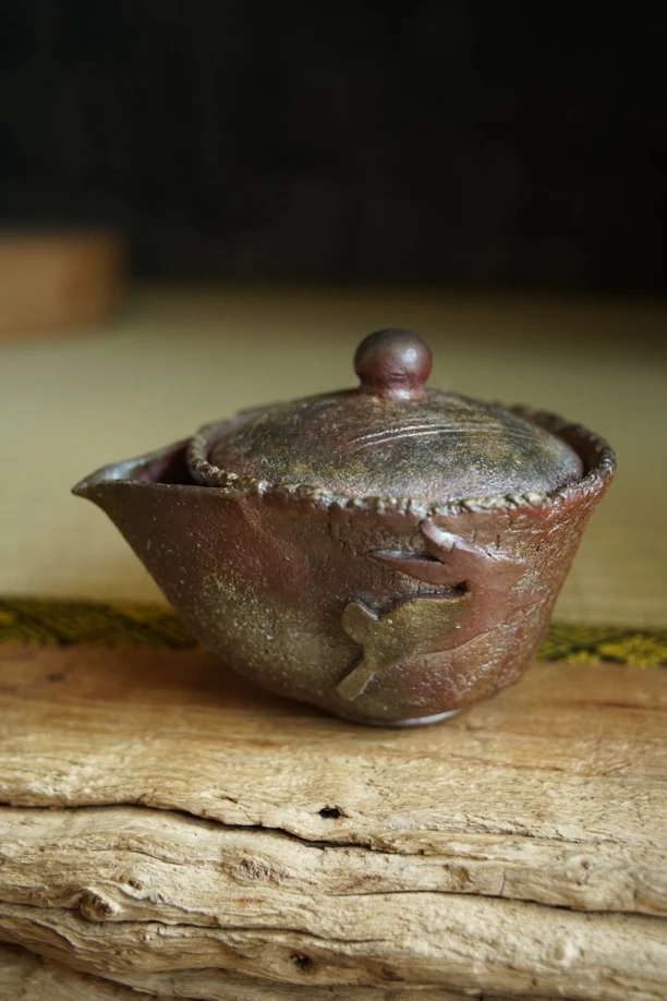 松岛弘 兔宝瓶动物宝瓶 日本茶器 备前烧 柴烧