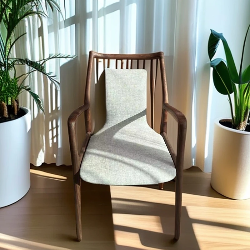 北美黑胡桃螳螂椅 布艺（美式新中式酒店家用简约北欧餐厅书房）
