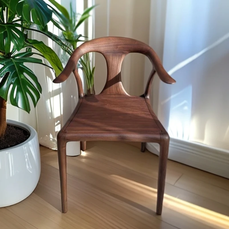 北美黑胡桃鸭嘴椅（美式新中式客厅家用简约桌椅北欧书椅）