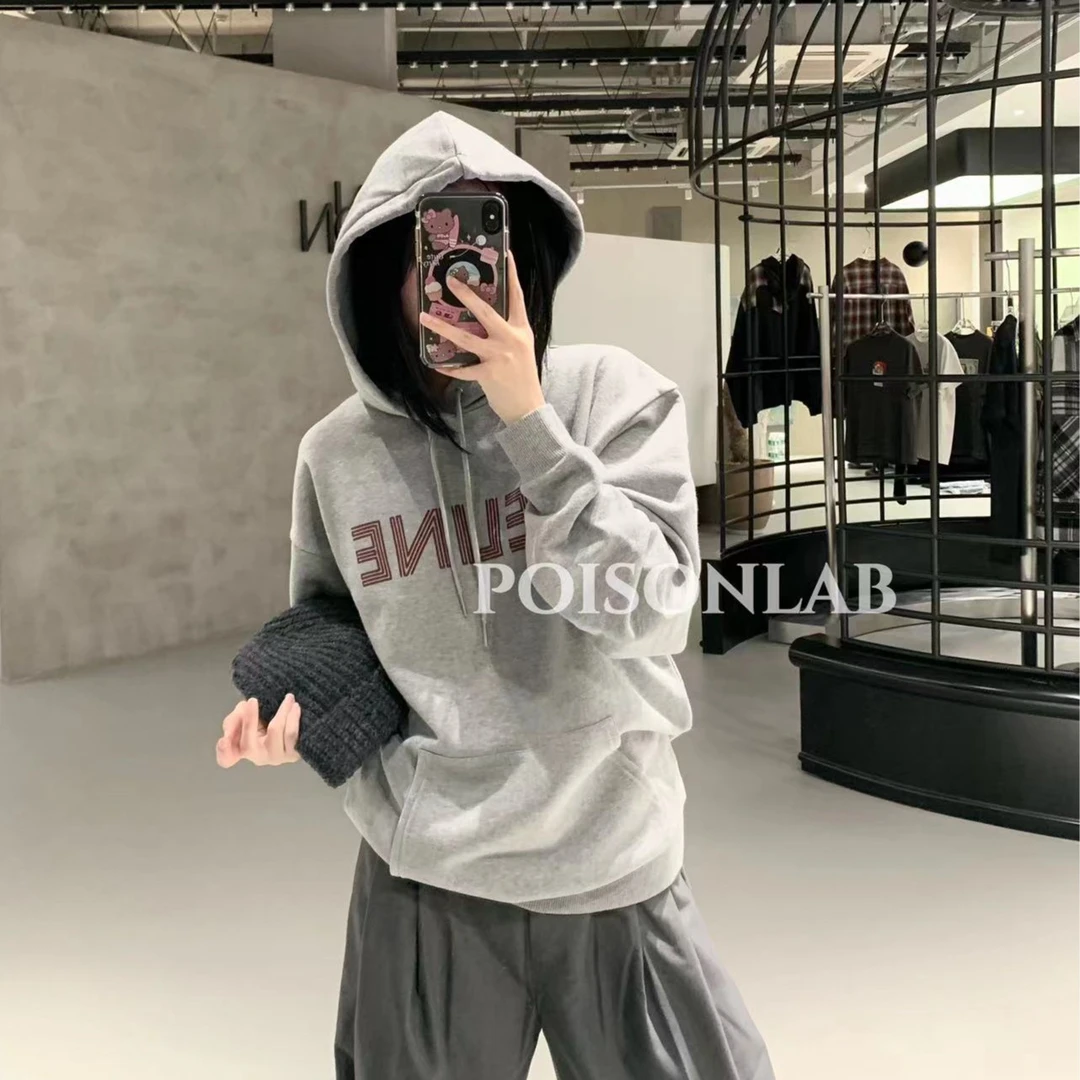 【POISON时尚空间】CELINE 23新款灰色连帽字母印花卫衣/这个8300