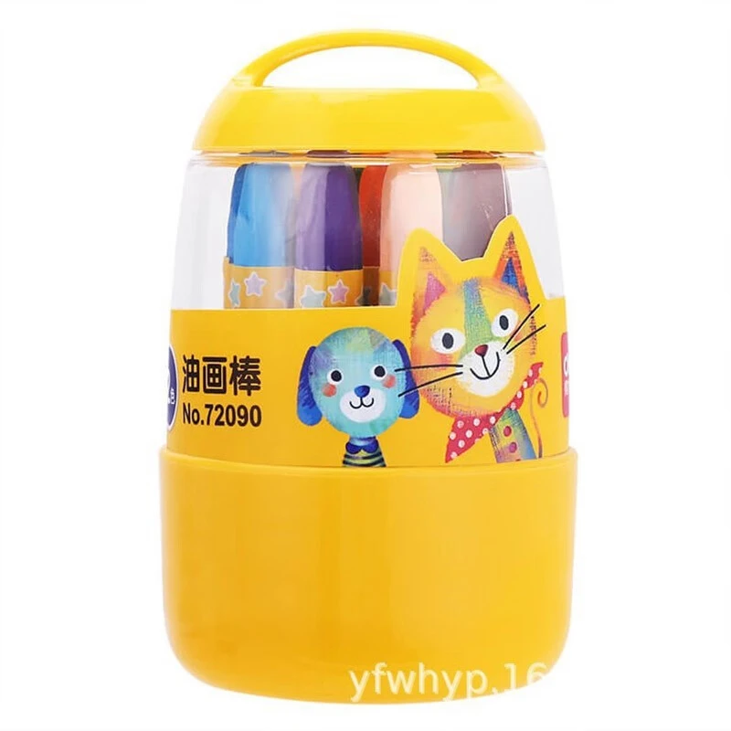 得力油画棒全套一整套幼儿园无毒蜡笔12色18色24色36色桶装油画棒