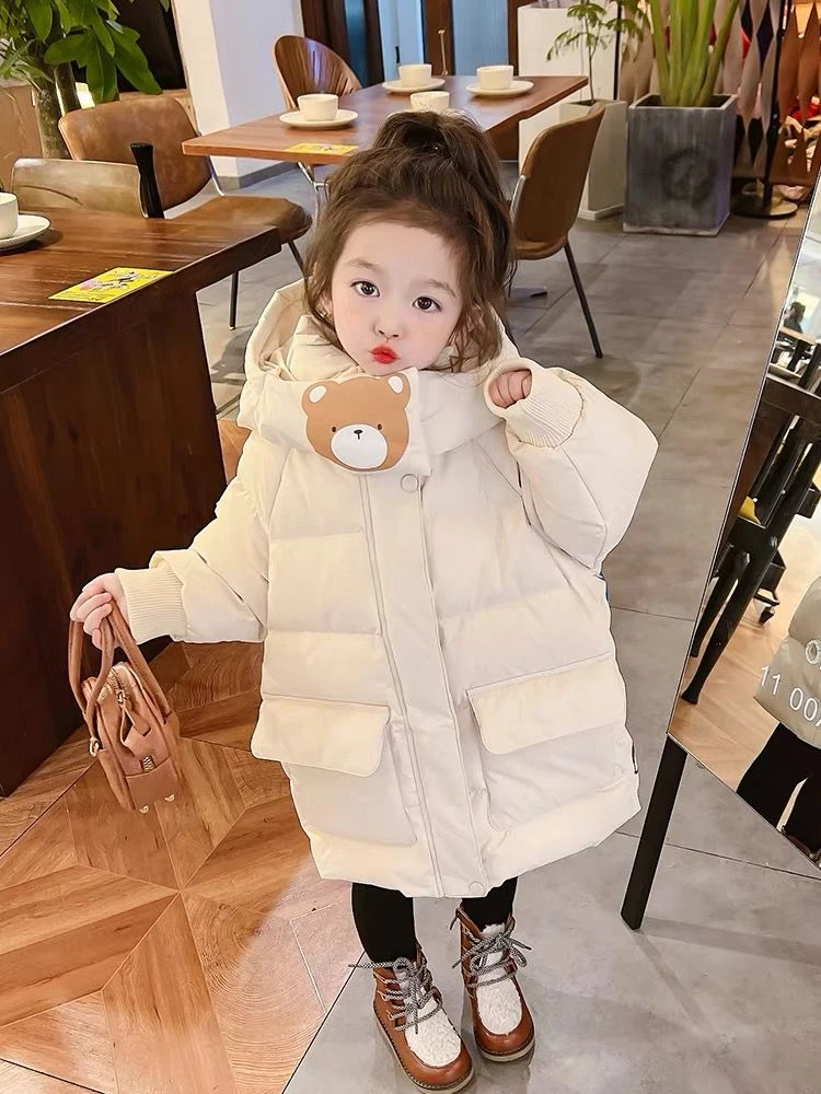女童冬季加绒加厚羽绒服新款中长款免洗过膝宝宝洋气外套潮