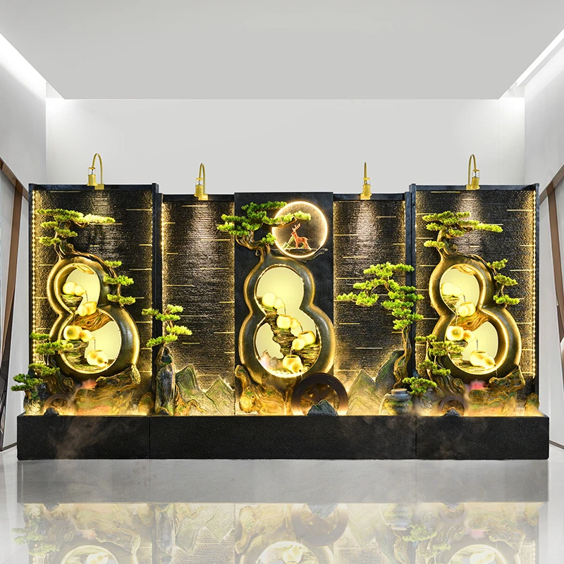 大型落地方形流水摆件循环水摆件会所大堂户外流水摆件可刻字