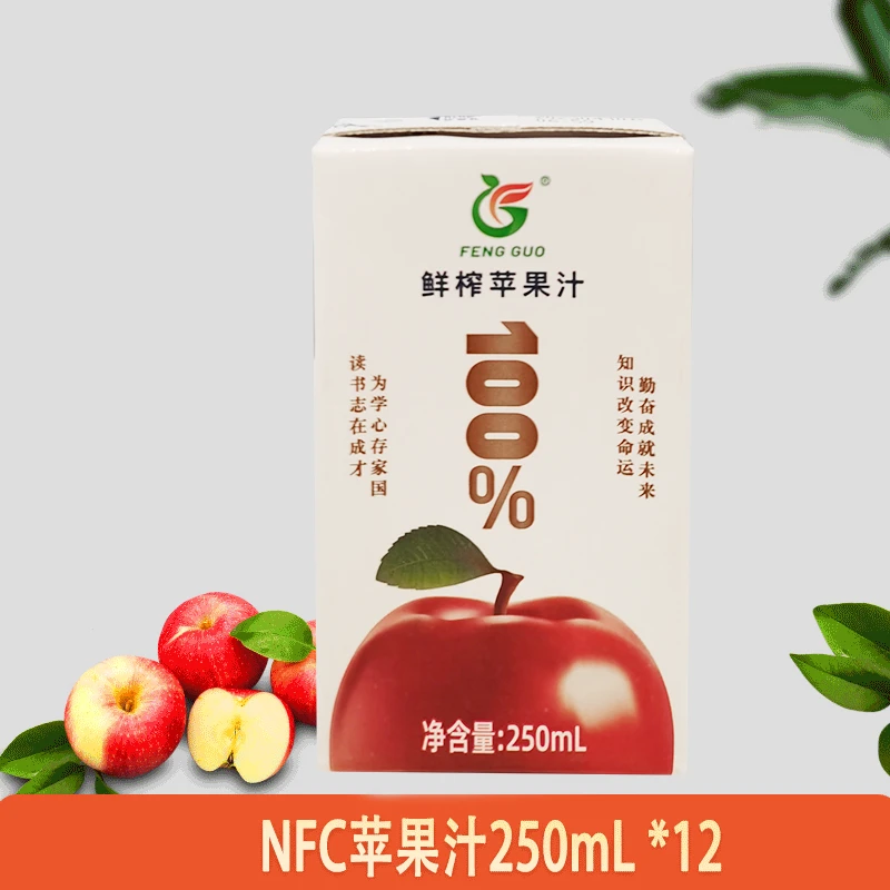 甘肃苹果汁NFC无添加静宁苹果鲜榨果汁250ml*12一整箱包邮
