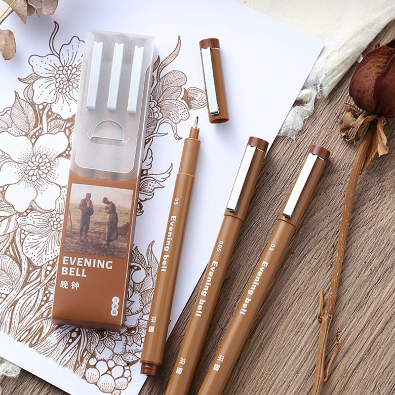 晚钟针管笔棕色黑色防水速干勾线笔美术手绘动漫画学生速写描线笔