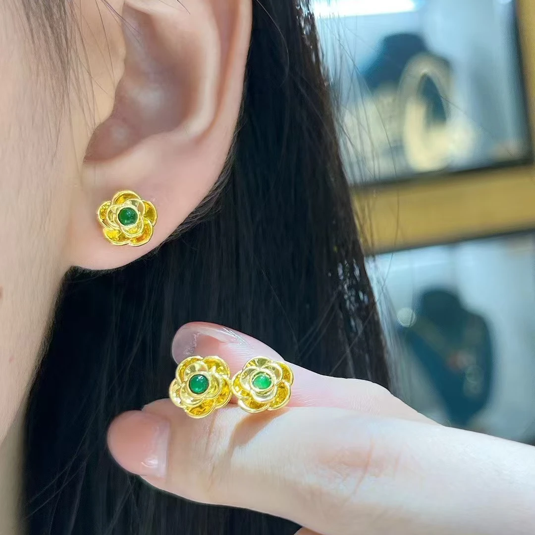 杨教授珠宝18K金山茶花耳钉提溜配件多样性发一CY