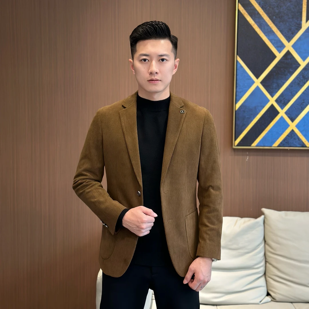 T&X/梯形2025男士秋季时尚百搭修身商务灯芯绒休闲西装（0048）