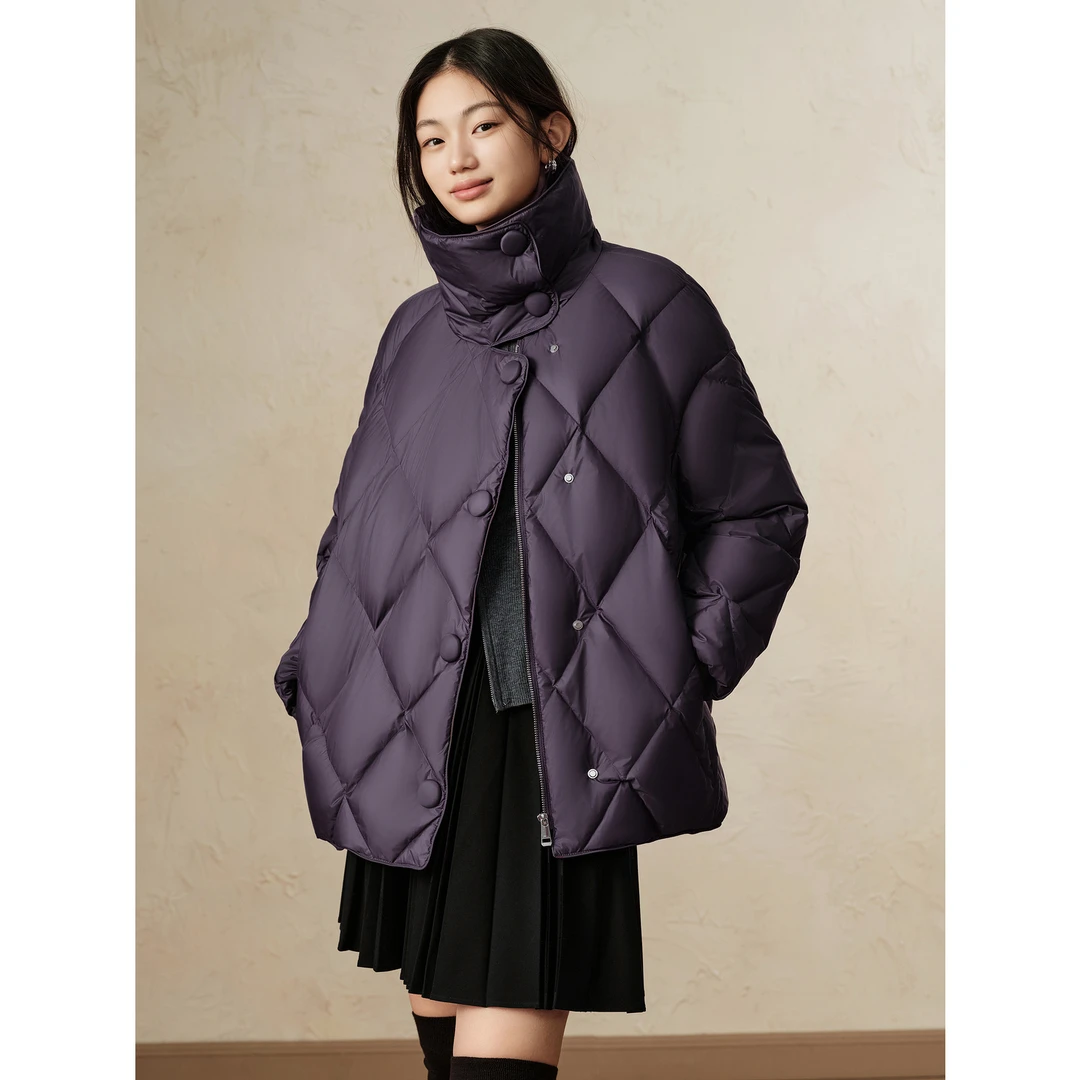 【绒享】玖姿安娜蔻JTED03377菱格绗线白鸭绒羽绒女冬季