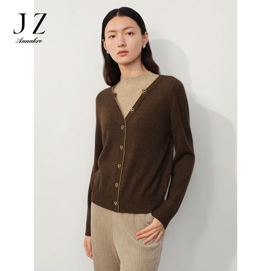 玖姿安娜蔻JTDD31031优雅日常半高领常规牦牛绒毛衫冬季