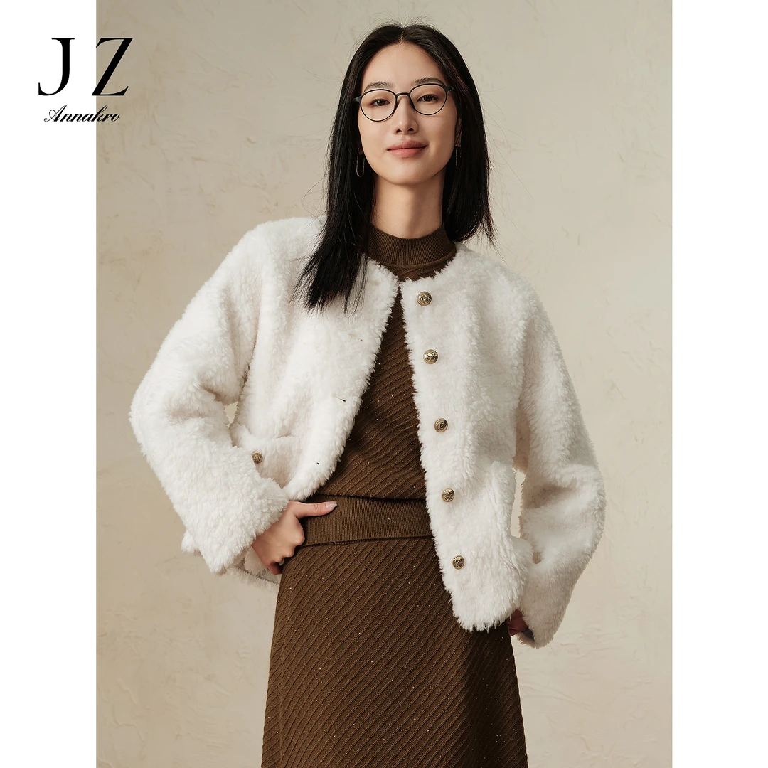 【锦华】玖姿安娜蔻优雅老钱小香风短款圆领外套女装冬JTED40509