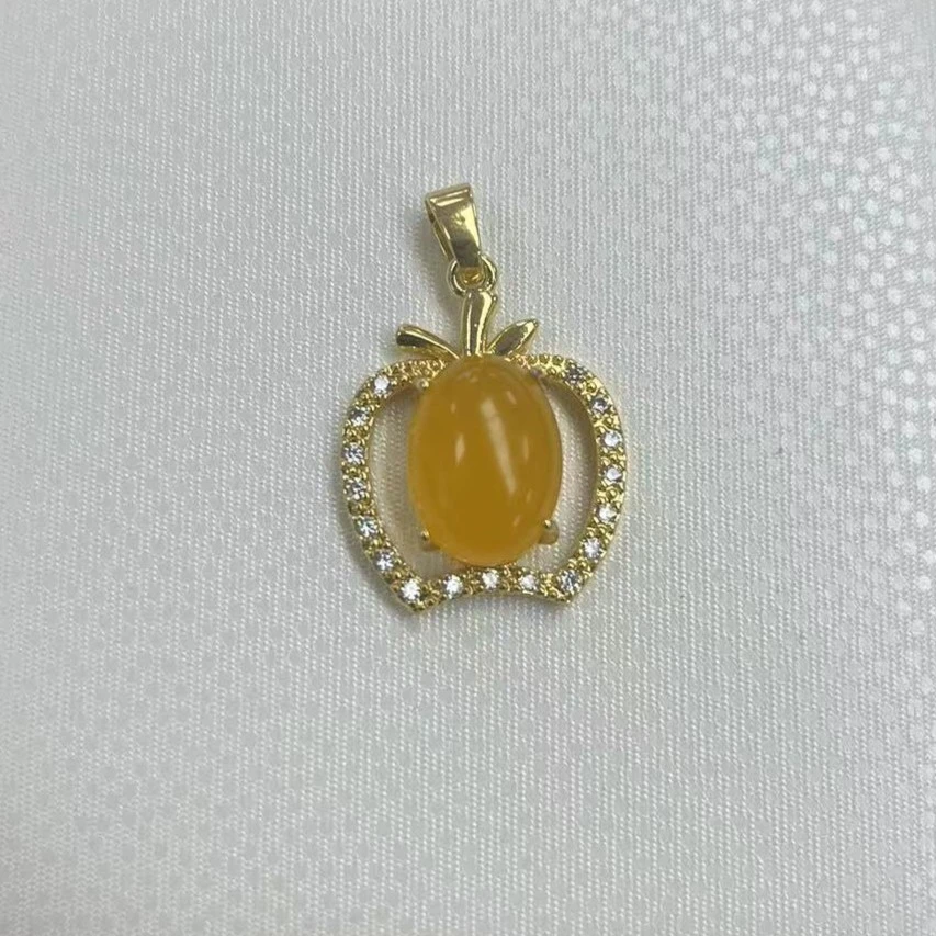 金琅阁【兰总专属】BM-S077 天然玉髓镶嵌苹果吊坠