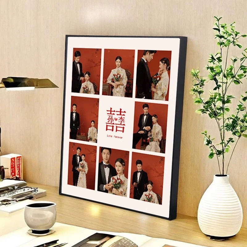 婚纱照相框挂墙宝宝照相框结婚照亲子照片定制摆台九宫格相框