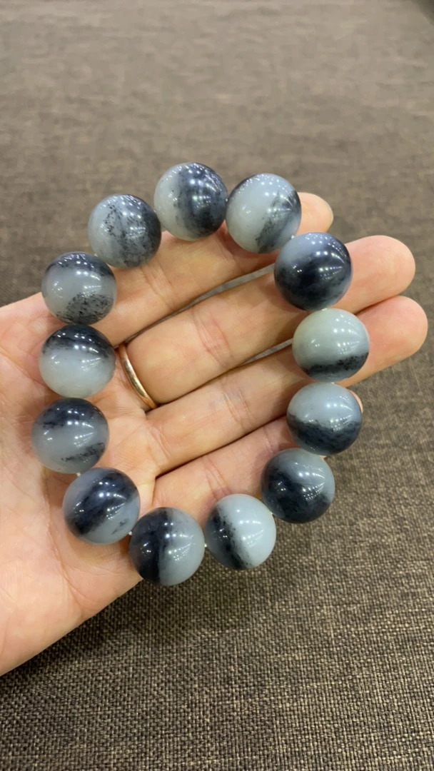 天然和田玉青花卡16手串