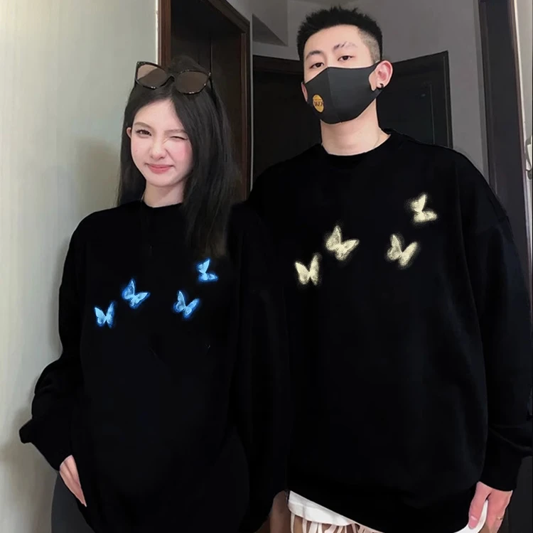 加大码300斤男士情侣卫衣男女春秋季潮牌氛围感蝴蝶显瘦宽松外套