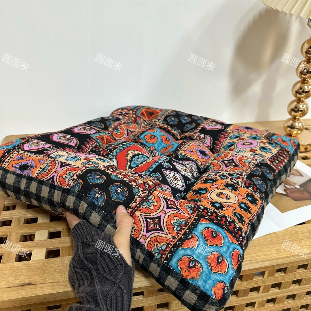 【棉麻方坐垫】印度出口方垫手工布艺棉麻加厚波西米亚风 多功能垫