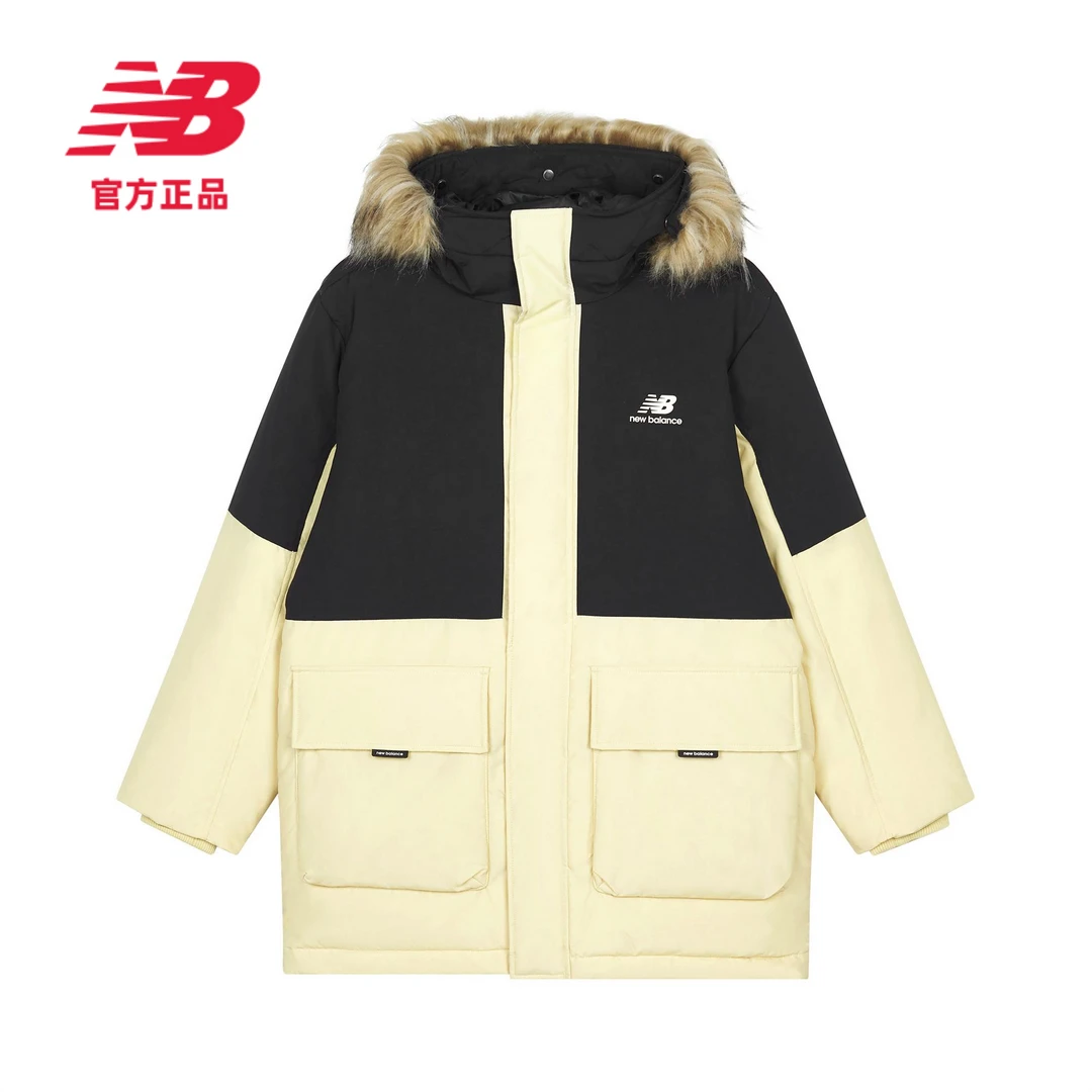 NEW BALANCE NB官方男款冬季防寒保暖连帽长款鸭绒羽绒服AMJ23355