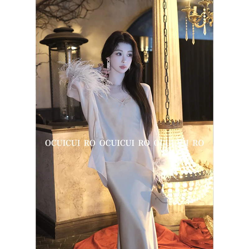 CUI CUI 崔崔【夏日云纱】法式设计感优雅仙羽毛气质女装C024257