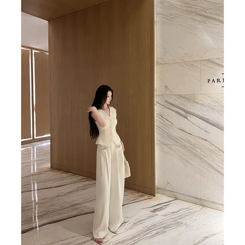 CUI CUI 崔崔【白日舒曼】设计款套装时尚气质无袖显瘦阔腿C02337