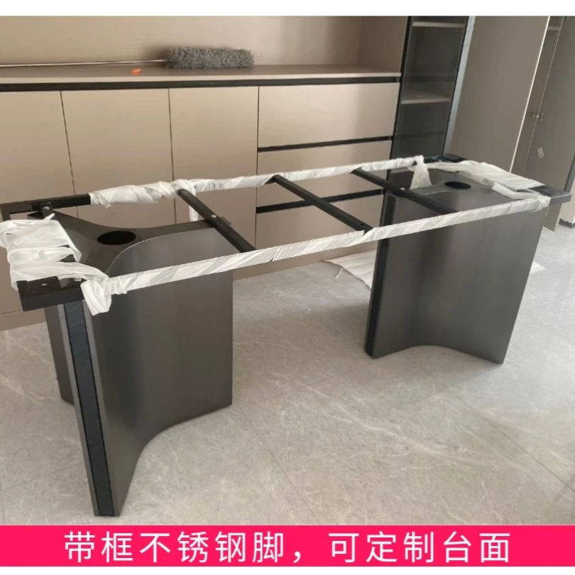 奢石餐桌桌腿不锈钢拉丝桌子腿岩板桌架支架大理石桌架子餐桌脚架