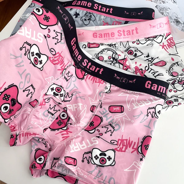 男士内裤男冰丝舒适透气卡通印花男平角裤中腰舒适男四角裤青少年