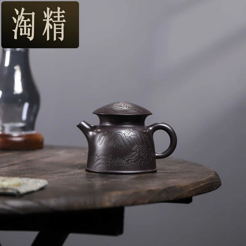 宜兴原矿紫砂壶原矿老紫泥渔翁160c