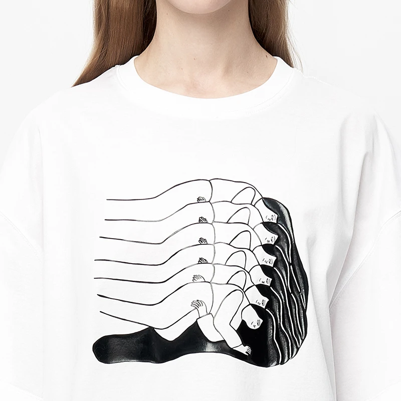 VVNK JANE PLUS「JEN UMAN合作系列」匹马棉印花T恤女J330550301B