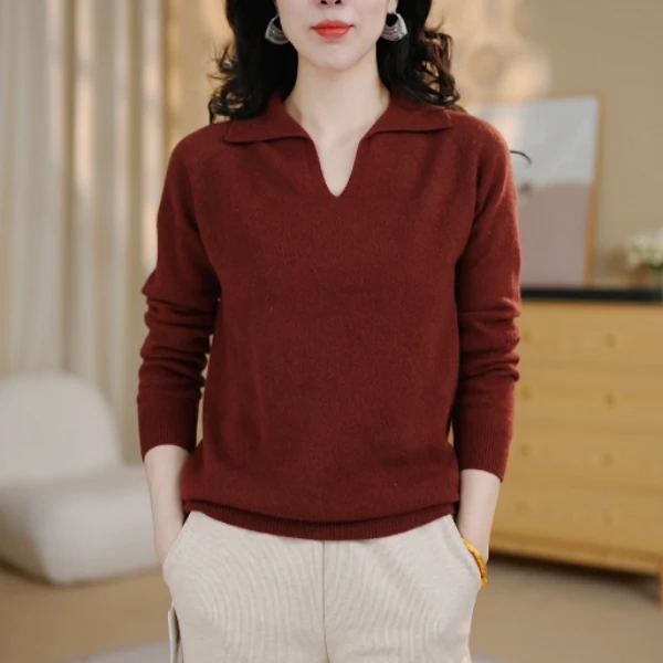 「省心穿搭」PG Ai XN/品归 一线成衣小翻领针织衫 PGNJ 8634 。