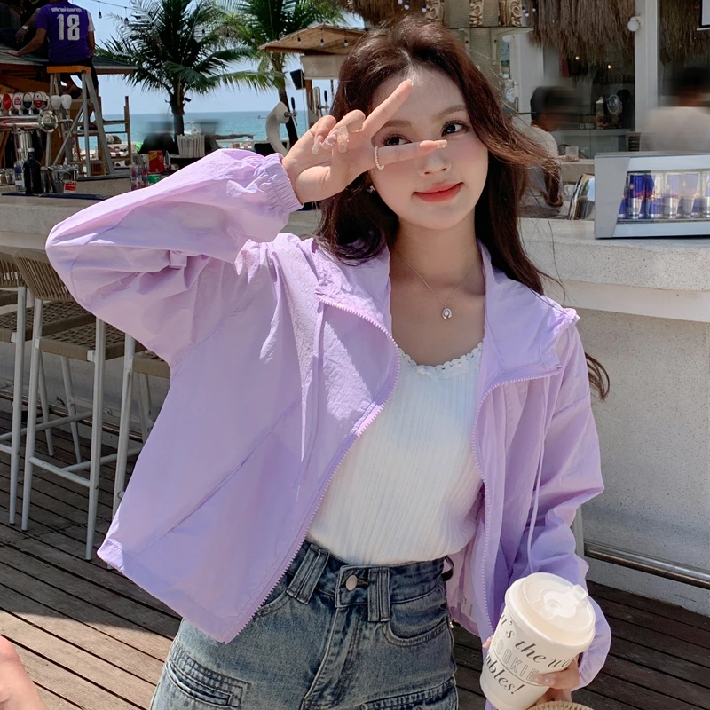 夏季新款防晒衣女短款小个子外套薄款长袖防紫外线上衣百搭防晒服