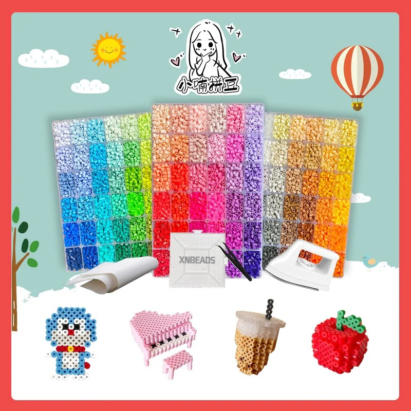 小喃拼豆5MM大豆手工diy套装卡通立体拼图男女孩益智玩具5岁以上