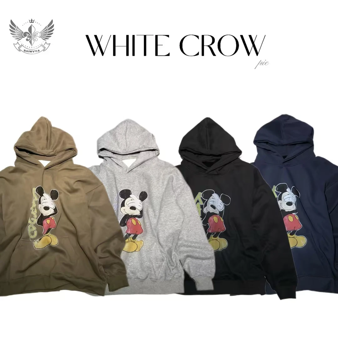 白乌鸦 [捂脸小齐]加绒卫衣7310百搭情侣连帽