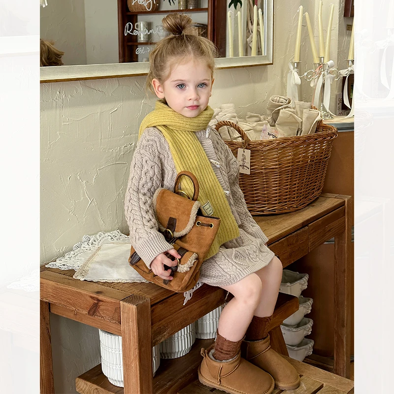 SKF2482女童韩版时髦针织开衫套装秋装新款慵懒麻花毛线半身裙潮