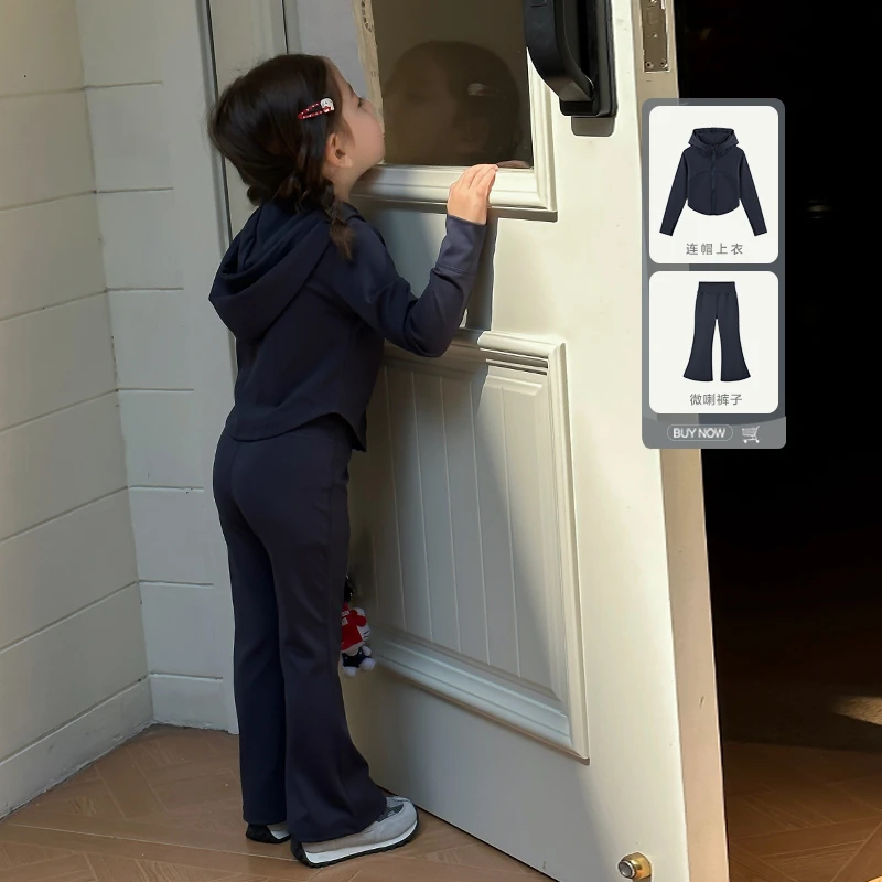 SKG2420女童韩版洋气休闲运动套装秋装新款跑步瑜伽服喇叭裤潮