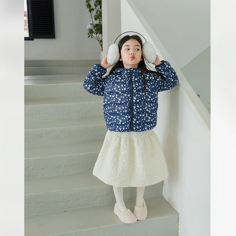SKF2327亲子装韩版洋气碎花羽绒服冬装新款女童轻薄保暖羽绒马甲