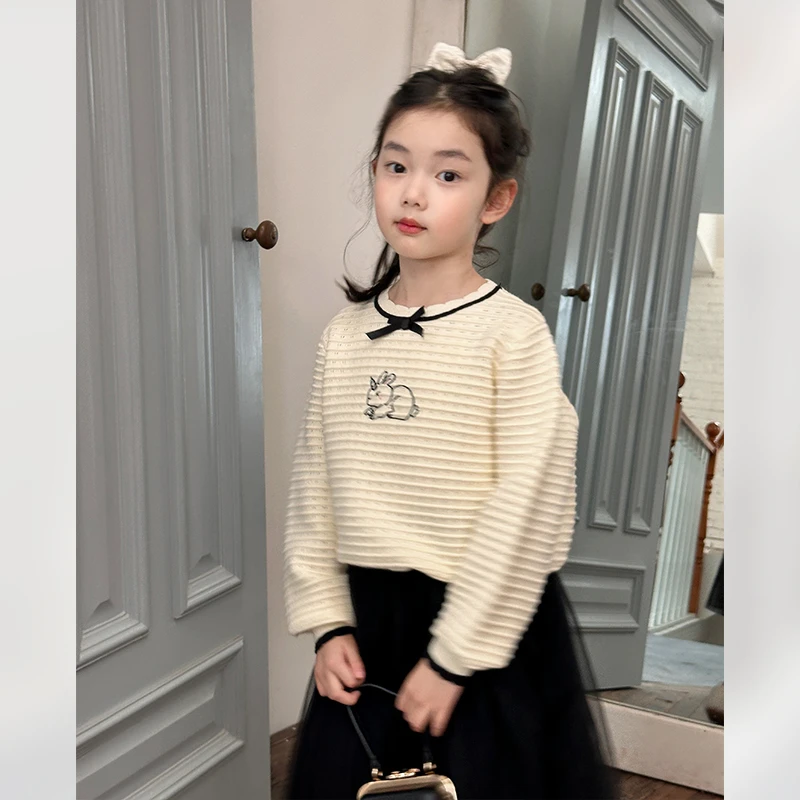 SKG2304女童韩版洋气宽松针织毛衣秋冬新款中大童甜美百搭上衣潮